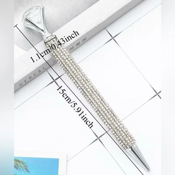 Elegant 6” Silver Crystal Pen NEW Large diamond crystal exquisite in gift-box - Picture 11 of 16